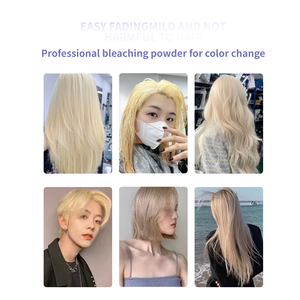 Salon Merek Kami Sendiri Spesialis Pewarnaan Rambut dengan Bubuk Pemutih Rambut Biru 9-grade yang Kuat, Bebas Debu, dan Tahan Lama