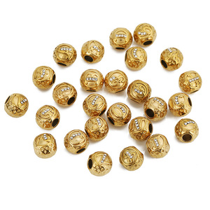 Cuentas de letras con diseño pavé |   Cuentas Espaciadoras con Iniciales del Alfabeto en Acero Inoxidable Chapado en Oro PVD de 18K con Detalles de Cristal para la Creación de Joyería DIY - Product Image 2