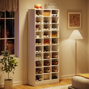 10-Tier Farmhouse Convertible <strong>Shoe</strong> Storage Cabinet White Wooden <strong>Shoe</strong> <strong>Rack</strong> 30 Cubbies Freestanding <strong>Tall</strong> Entryway Dining <strong>Shoe</strong> - Product Image 3