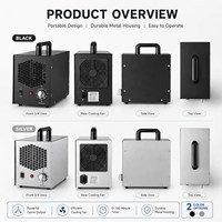 Générateur d'ozone portable commercial pour hôtels, voitures et bureaux – Élimination des odeurs, minuterie 0-180 min, boîtier métallique, ventilateur haute et basse vitesse