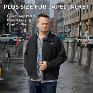 Veste en jean décontractée grande taille pour homme avec fermeture éclair, col montant, imperméable - Service OEM - Product Image 2