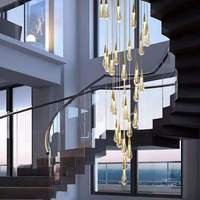 Vente en gros de lustre en verre cristal personnalisé pour décoration intérieure moderne et légère villa de luxe escalier hall d'hôtel
