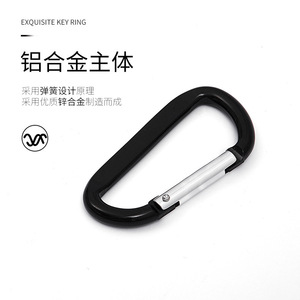 D Type Carabiner Flattened Zinc Alloy Key Ring Metal Hardware Home Use - Product Image 1