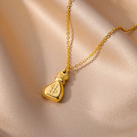Collier Pendentif Sac à Monnaie Zhongzhe en Acier Inoxydable Plaqué Or 18K, Chaîne Maillons, Bijou Rétro Inaltérable, Cadeau Porte-Bonheur Dollar
