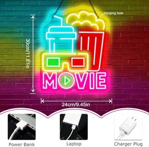 ไฟนีออน LED ติดผนังรูปป๊อปคอร์นกล่องกระดาษหรี่แสงได้สำหรับป้ายโค้กสำหรับตกแต่งโฮมเธียเตอร์ - Product Image 2