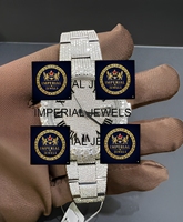 Montre de luxe moderne en acier inoxydable, ronde, analogique, mécanique, unisexe, avec bracelet serti de diamants Moissanite, fermoir pliant de 16 mm