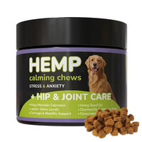 Friandises calmantes à l'huile de graines de chanvre pour chiens : Soulagement du stress et de l'anxiété, soin des articulations (hanches), formule camomille, racine de valériane et glucosamine