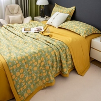 Parure de lit de luxe en soie glacée Tulip, ensemble de couette rafraîchissante, tailles simple et double, mélange coton-lin, fournisseur direct