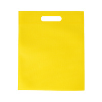 Bolsas de tela no tejida amarillas al por mayor con asa troquelada e impresión de logotipo para compras minoristas y empaque de regalos