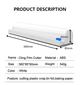 Boîte de rangement rechargeable en <span class=keywords><strong>plastique</strong></span> pour film alimentaire, papier sulfurisé et papier d'aluminium avec coupe-film coulissant, distributeur de cuisine, OEM DOM - Product Image 5