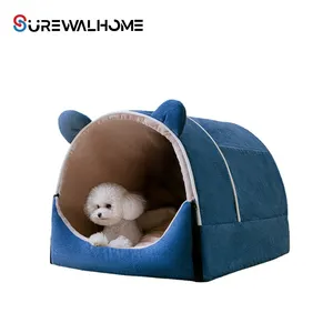 SUREWALHOME Removable and Washable House Style Pet Bed Cute Dog Cat Ped Suitable for Small and Medium Animals Lovely Pet Bed