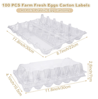 40 paquets de cartons d'œufs en plastique bon marché en vrac, 1 douzaine de cartons d'œufs transparents pour œufs de poule, supports de plateau d'œufs de poule réutilisables