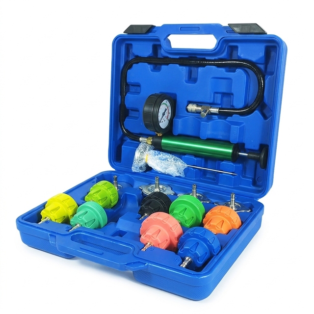 14PCS Color-Coded Adapters Radiator Pressure Tester Kit Cooling System Pressure Tester