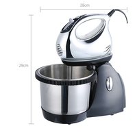 Batteur sur socle électrique professionnel 2-en-1 avec capacité de 2 L pour mélanger les œufs et la farine, rotation à 360°, usage familial