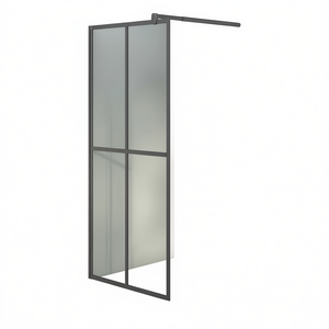 Paroi de douche en verre trempé foncé 35,4x76,8 pouces avec cadre coulissant, design minimaliste - Product Image 1