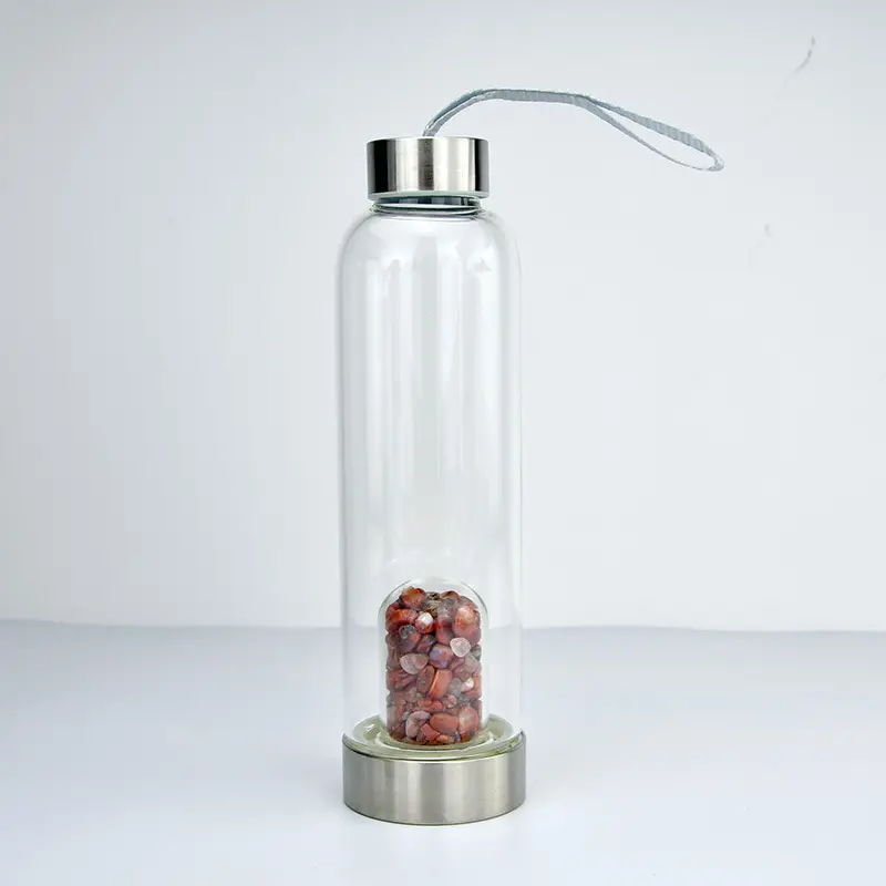 Amazonas 550ml borosilicato Cristal Natural gemstone beber pedras cura infundido vidro cristal garrafa de água