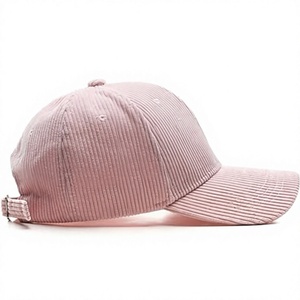 Gorra de Béisbol de Pana Rosa Unisex, 5 Paneles, Cierre Trasero Ajustable, Color Sólido, Informal, para Primavera y Verano - Product Image 1