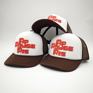 Casquette Trucker Sportive Personnalisée en Mousse Haute Qualité, Unie, 5 Panneaux, Visière Courbe, Maille, Fermeture Snapback, Impression en Relief, avec ou sans Cordon - Product Image 1