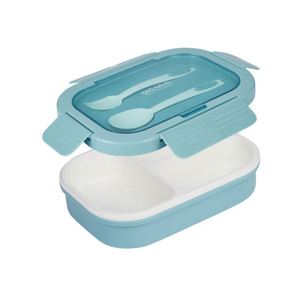 Lonchera Infantil de Plástico con 3 Compartimentos, Reutilizable, Tipo Bento, con Cubiertos, Libre de BPA, Apta para Alimentos - Product Image 1