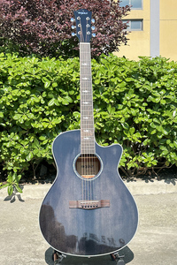 Popular New Developed Solid Spruce <b>Top</b> Cutaway Shape Vintage Black Colour Acoustic Guitar - Product Image 2