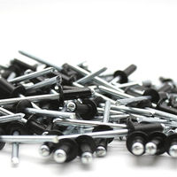 Rivets à tête ronde ouverte en acier aluminium noir peint 1/4''x1/2'', 1/4''x3/4'', 1/4''x1''
