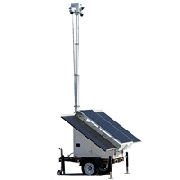 Remolque de Vigilancia Móvil Solar con Cámara PTZ, Mástil Eléctrico, Diseño Impermeable, Batería de 4x200Ah para Monitoreo de Sitios de Trabajo al Aire Libre