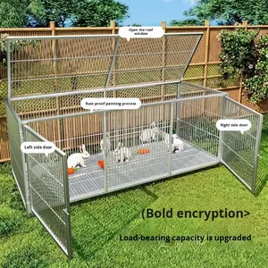 Cage à lapins en métal extra-large avec fermeture à bouton de cryptage épaissi pour l'élevage de grands lapins cochons d'Inde produit pour animaux de compagnie - Product Image 4