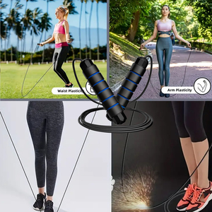 <span class=keywords><strong>Corde</strong></span> à <span class=keywords><strong>sauter</strong></span> personnalisée avec logo, emballage OPP, plusieurs couleurs, poignée en mousse à mémoire de forme, fil d'acier, durable, portable, <span class=keywords><strong>pour</strong></span> la salle de sport, la perte de poids - Product Image 4