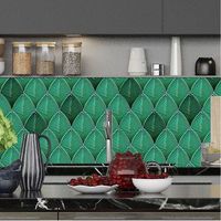 Tuile de mosaïque artistique 3D en céramique de qualité supérieure, motif feuille tropicale, pour mur d'accent extérieur, effet brique réfractaire en relief