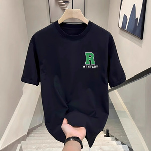 <span class=keywords><strong>T</strong></span>-shirt décontracté à manches courtes pour homme, 250 <span class=keywords><strong>g</strong></span>, en coton épais, col rond, imprimé lettre <span class=keywords><strong>R</strong></span>, nouvelle collection - Product Image 2