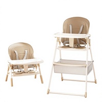 Chaise haute pliable moderne pour bébé avec panier de rangement et siège en plastique