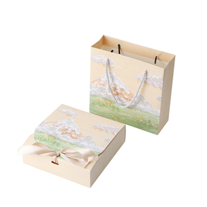 Thêm Hộp Quà Màu Xanh Da Trời Phong Cách Mới Hộp Rỗng Phong Cách Sơn Dầu Và Túi Giấy Được Bán Dưới Dạng Một Bộ Hộp Quà Tặng Cho Trẻ Sơ Sinh - Product Image 6