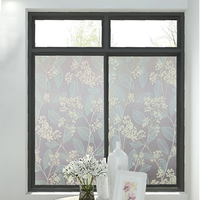 15,75''X78,7'' Modernes Design PET/PVC 3D Geprägte Blatt- und Blumenfensterfolie Dekorative Glasfolie Stilvoll Nicht Selbstklebend 1 Jahr