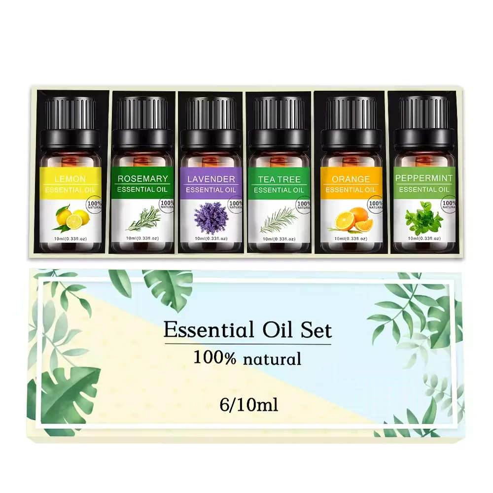 Aangepaste Aromatherapie Diffuser & 100 Pure Plantaardige Etherische Oliën Set Blend-Lavendel, Theeboom, Zoete Sinaasappel, Enz... | Top6/10Ml