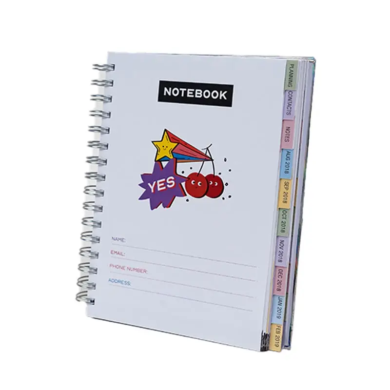 Cuaderno encuadernado en espiral A5 personalizado, 60 páginas interiores, cubierta de oro caliente con impresión de logotipo, regalo de negocios