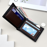 Dompet Pria Kulit PU Berkualitas Tinggi, Murah, Tipis, Model Pendek Klasik Warna Cokelat, Cocok untuk Hadiah