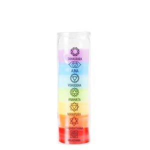 <strong>Tall</strong> Glass <strong>Pillar</strong> Chakra <strong>Candle</strong> - Product Image 1