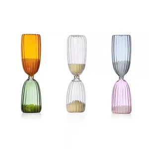 Wholesale Custom Made Combined Colored Hand-blown Sand Hourglass 15 min Timer with Stripes