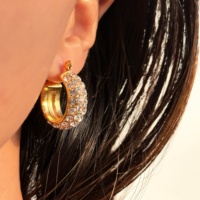 Nouvelles boucles d'oreilles Dazan 2027 en acier inoxydable plaqué or 18 carats, hypoallergéniques, polies, style vintage, grandes, serties de zircons corail 5A