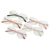 Gafas de Computadora sin Montura con Bisagra de Resorte 23010, Listas para Enviar, Monturas Metálicas Estilo Ojo de Gato, Gafas Ópticas Vintage Unisex de Moda