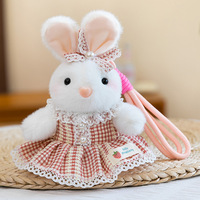 Nouveau Porte-clés Pendentif Peluche Lapin Habillé 12cm en Coton PP, Jouet Anti-stress pour Enfants, Accessoire de Sac, Décoration Suspendue