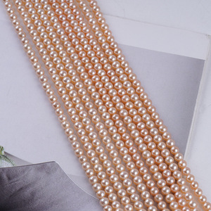 Bracelet et collier en perles d'eau douce naturelles de Zhuji, perles semi-finies pour bricolage, perles rondes blanches de 3,5 à 4 mm, perles en vrac - Product Image 4