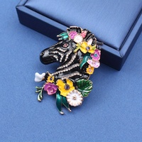 Broche personnalisée en émail goutte à goutte avec strass, motif zèbre, avatar, fleur, animal, accessoire de mode unisexe