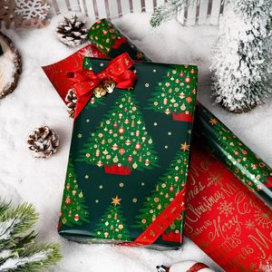 Reversible Christmas <b>Wrapping</b> <b>Paper</b> Green Tree Design 17 Inch X 33 Feet Metallic Foil Double Side Holiday Gift Wrap - Product Image 5