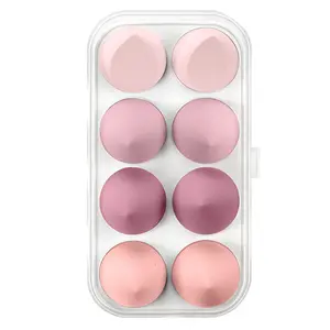 Spons foundation kecantikan, 8 buah set lateks gratis puff kosmetik super lembut dapat digunakan kembali warna-warni lucu dapat dicuci spons rias