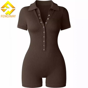 Tute Intere da <span class=keywords><strong>Donna</strong></span> Sexy a Maniche Corte in Maglia a Costine Aderenti Body Sexy Monopezzo Tute Aderenti da <span class=keywords><strong>Donna</strong></span> Eleganti - Product Image 5