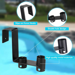 Soporte Metálico Organizador <span class=keywords><strong>para</strong></span> Herramientas de Limpieza de Piscinas, Gancho <span class=keywords><strong>para</strong></span> Valla, Colgador de Varillas, Paquete de 2, Estante de Almacenamiento - Product Image 4