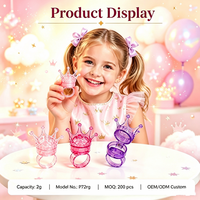 ISMAN Vente en gros – Mini pots de baume à lèvres en forme de couronne rose et violette de 2g, jolis contenants de maquillage portables pour enfants, étuis à blush
