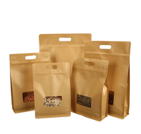 Sac en papier kraft avec fenêtre et logo personnalisé, écologique, réutilisable, pour l'emballage de noix et de snacks, impression numérique