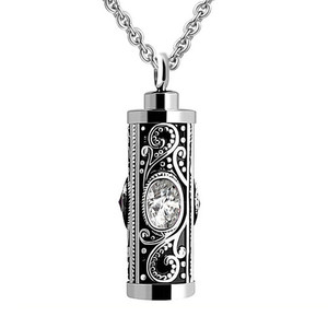 Paslanmaz çelik silindirik kristal Urn kolye <span class=keywords><strong>Birthstone</strong></span> anıt kolye kremasyon kül kül mücevherat - Product Image 2